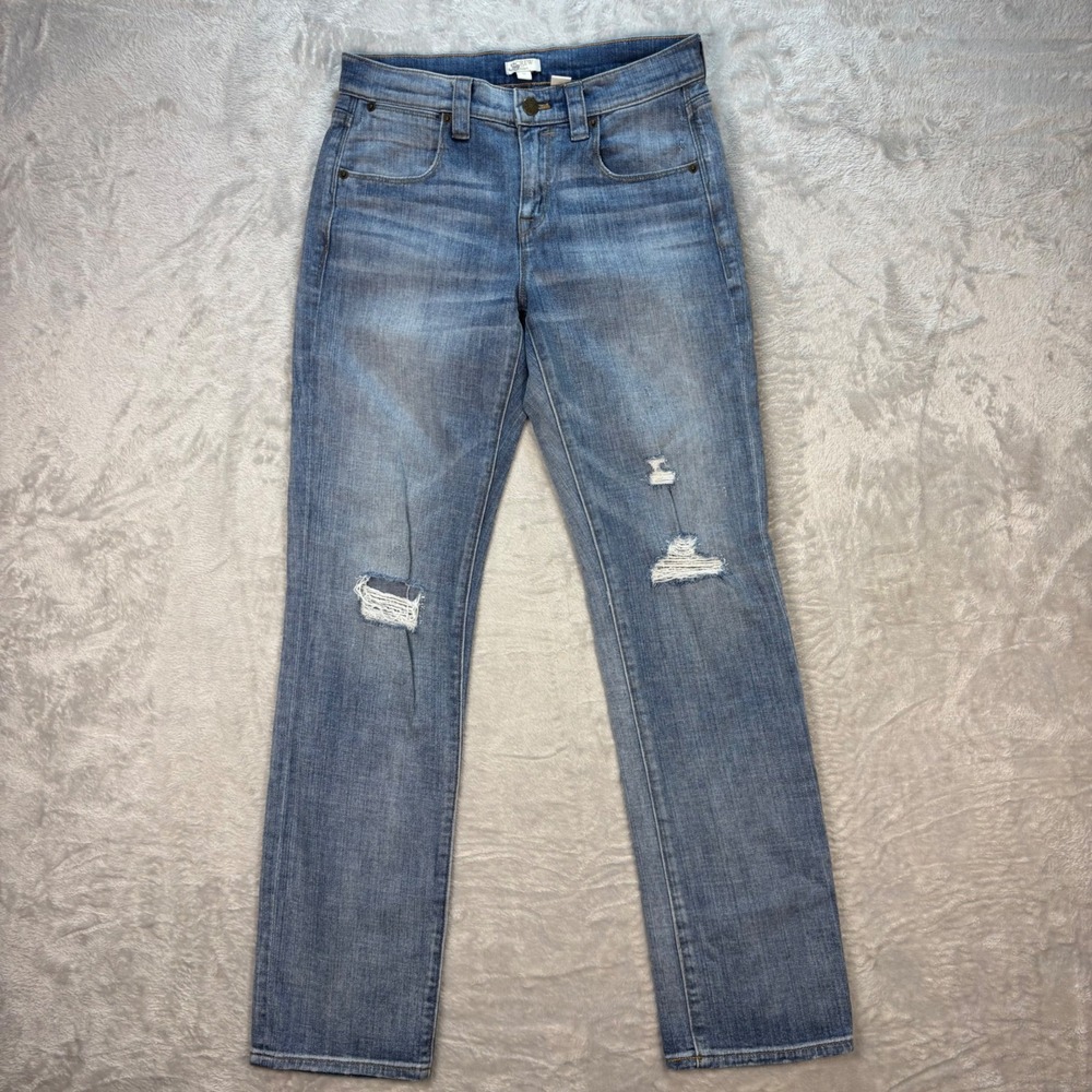 J.Crew Stretch Distressed Ripped Jeans Denim‎ Light Wash Women's Size 25